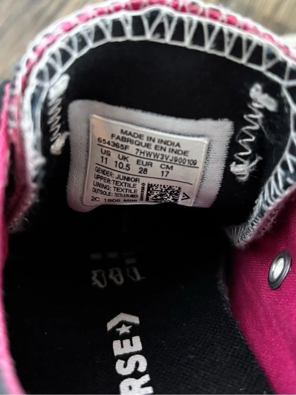 Converse Chuck Taylor Double Tongue Oxford Low Top Sneakers Jrs Sz 11 Black Pink